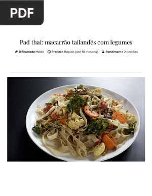 Pad thai: macarrão tailandês com legumes