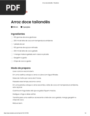 Arroz doce tailandês