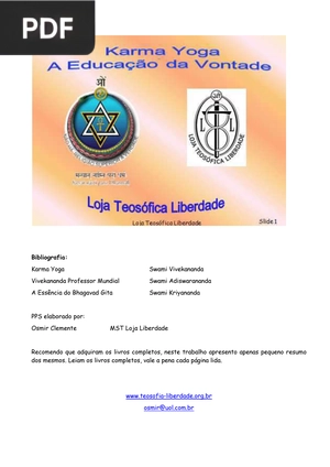 Karma Yoga. A Educação da Vontade