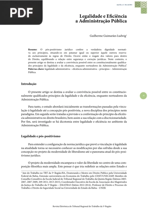 Legalidade e Eficiência a Administração Pública