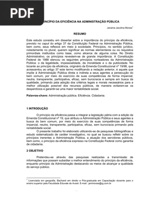 Princípio da eficiência na administração pública (Artigo)