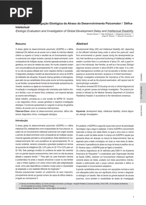 Avaliação e Investigação Etiológica do Atraso do Desenvolvimento Psicomotor / Défice Intelectual (Artigo)