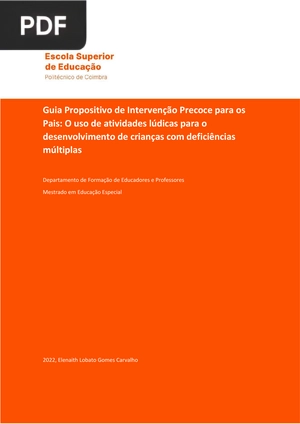 Guia Propositivo de Intervenção Precoce para os Pais: O uso de atividades lúdicas para o desenvolvimento de crianças com deficiências múltiplas