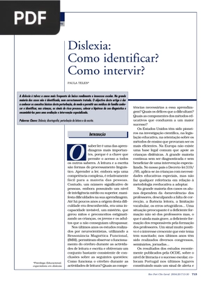 Dislexia: Como identificar? Como intervir?