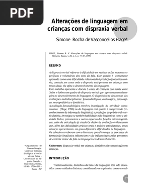 Alterações de linguagem em crianças com dispraxia verbal