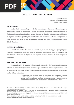 Discalculia: conceitos e sintomas (artigo)