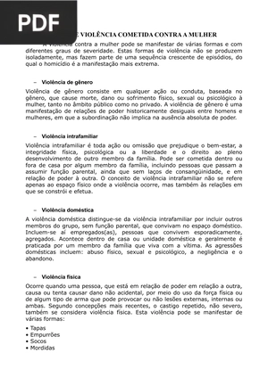 Tipos de violência cometida contra a mulher (Artigo)