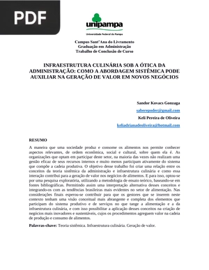 Infraestrutura culinária sob a ótica da administração: como a sistêmatica pode auxiliar na geração de valor em novos negócios