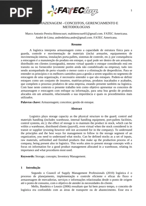 Aamazenagem - conceitos, gerenciamento e metodologias
