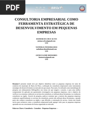 Consultoria empresarial como ferramenta estratégica de desenvolvimento em pequenas empresas