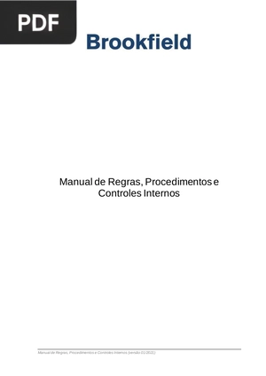 Manual de Regras, Procedimentos e Controles Internos