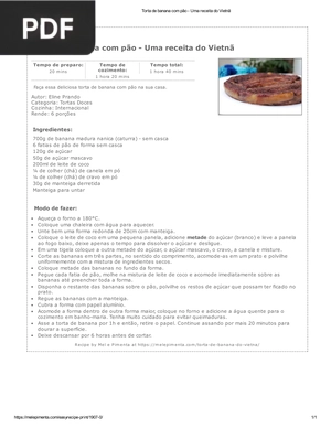 Torta de banana com pão