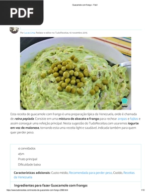 Receita de Guacamole com frango
