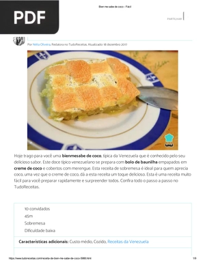 Receita de Bien me sabe de coco