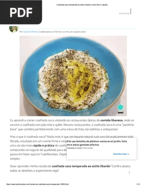 Receita de Coalhada seca temperada