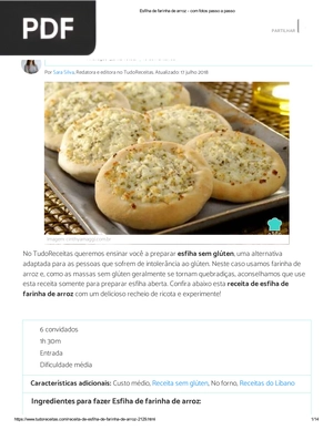 Receita de Esfiha de farinha de arroz