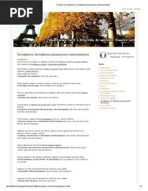 Os Adjetivos; Os Adjetivos possessivos e demonstrativos