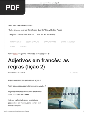 Adjetivos em francês: as regras (lição 2)