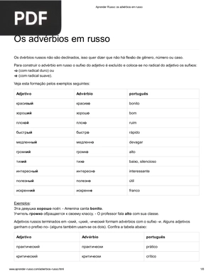 Os advérbios em russo