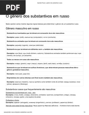 O gênero dos substantivos em russo