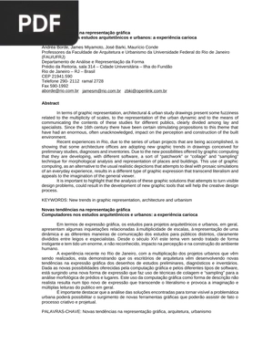 Novas tendências na representação gráfica O computador nos estudos arquitetônicos e urbanos: a experiência carioca (Artigo)