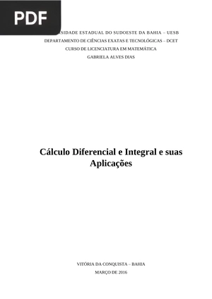Cálculo Diferencial e Integral e suas Aplicações