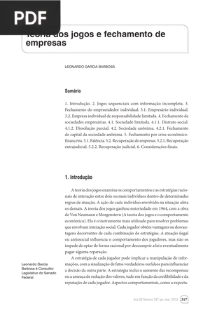 Teoria dos jogos e fechamento de empresas