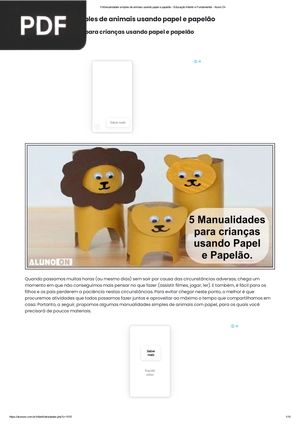 5 Manualidades simples de animais usando papel e papelão