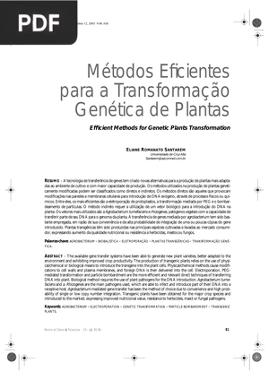 Métodos Eficientes para a Transformação Genética de Plantas (Artigo)