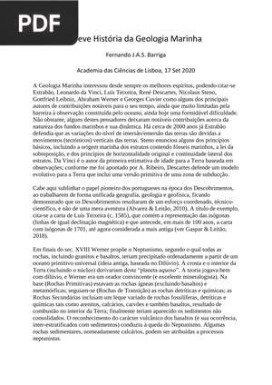 Breve História da Geologia Marinha (Artigo)