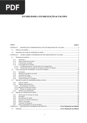 Estabilidade e estabilização de taludes