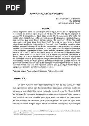 Água e seus processos