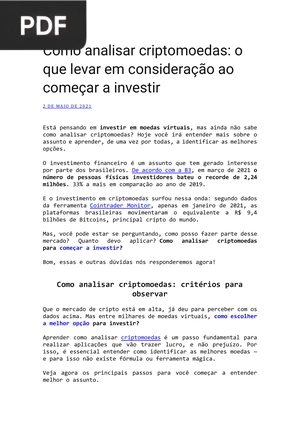 Como analisar criptomoedas: o que levar em consideração ao começar a investir