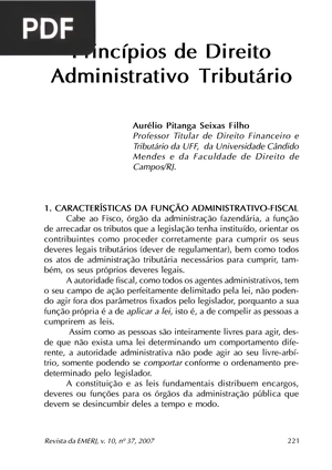 Princípios de Direito Administrativo Tributário