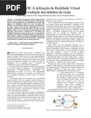 ViewDef VR: A utilização da Realidade Virtual para exibição dos defeitos da visão (Artigo)