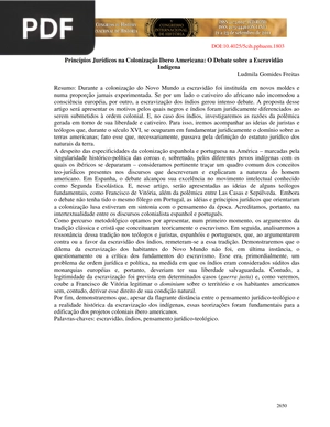 Princípios Jurídicos na Colonização Ibero Americana: O Debate sobre a Escravidão Indígena (Artigo)