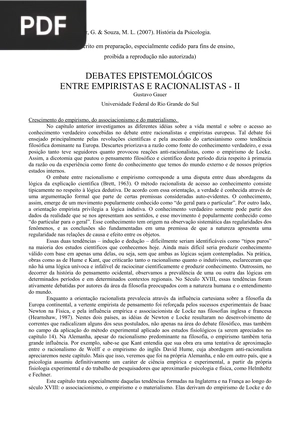 Debates epistemológicos entre empiristas e racionalistas