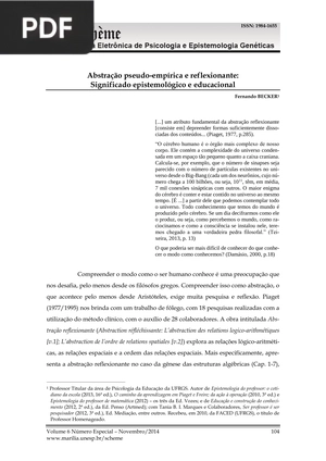 Abstração pseudo-empírica e reflexionante: Significado epistemológico e educacional.