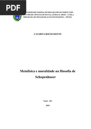 Metafísica e moralidade na filosofia de Schopenhauer