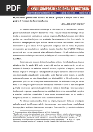 O pensamento político-social marxista no Brasil – posições e filiações sobre o atual projeto de formação da classe trabalhadora