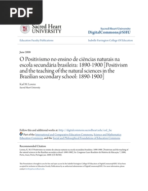 O Positivismo no ensino de ciências naturais na escola secundária brasileira: 1890-1900