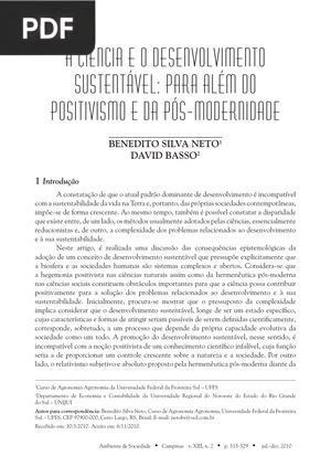 A ciência e o desenvolvimento sustentável: para além do positivismo e da pós-modernidade