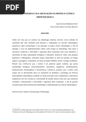 Ozonioterapia e sua aplicação na prática clínica odontológica