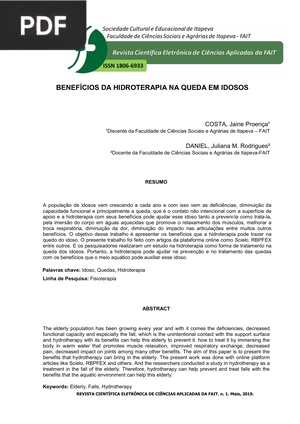 Benefícios da hitroterapia na queda em idosos