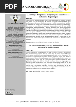 A utilização da apitoxina na apiterapia e seus efeitos no tratamento de patologias (Artigo)