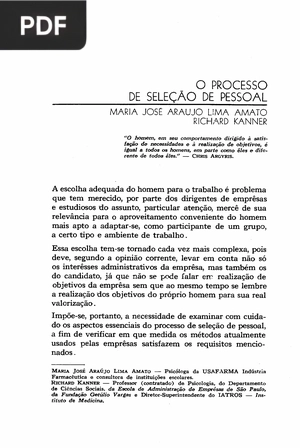 O processo de seleção de pessoal