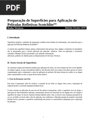 Preparação de Superfícies para Aplicação de Películas Refletivas ScotchliteM