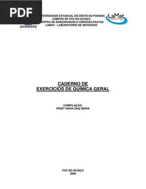 Caderno de exercícios de química geral