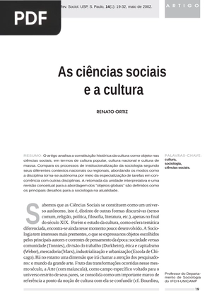 As ciências sociais e a cultura