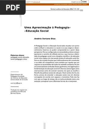 Uma Aproximação à Pedagogia- -Educação Social